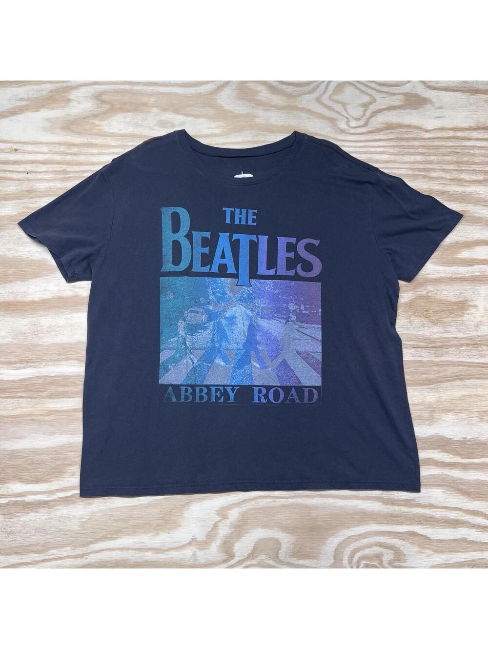 The Beatles Abbey Road Vinyl Cover Music Band Modern Black Womens Tee Sz XL